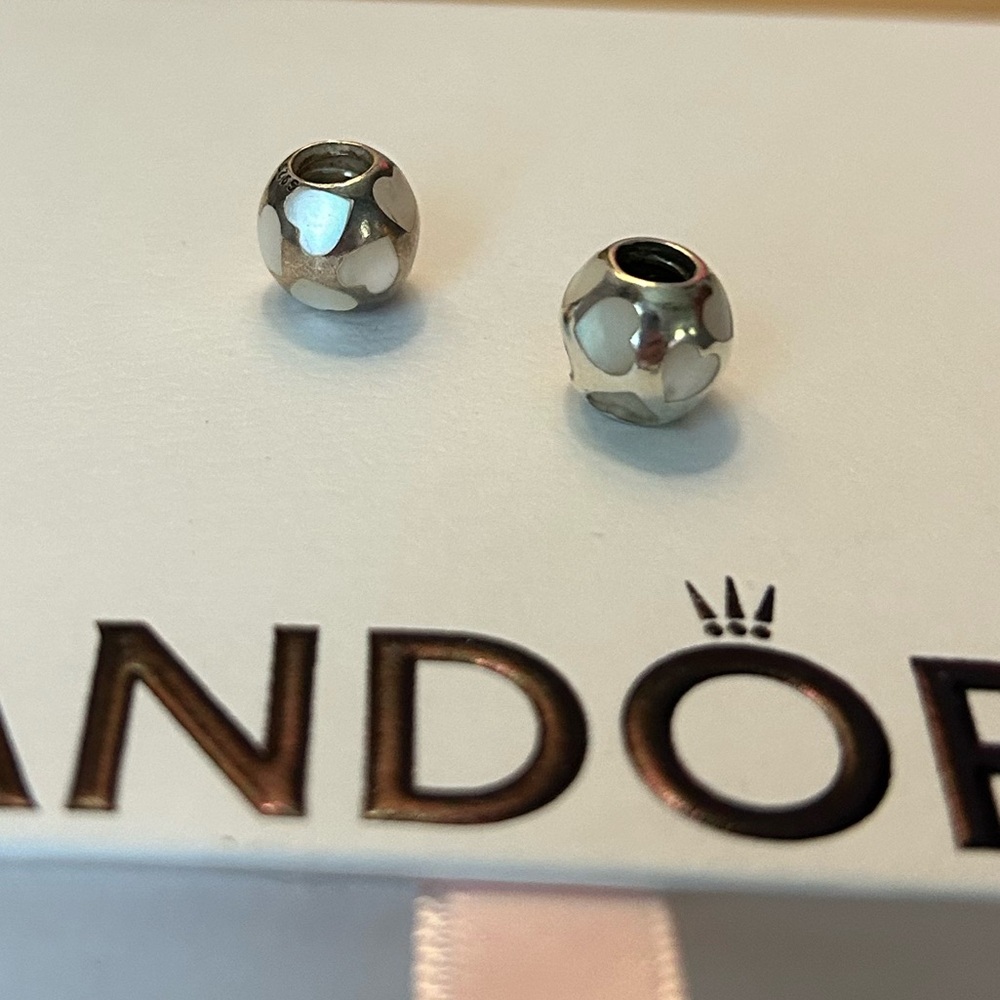 Pandora Silver with pearly heart Beads